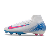 Chuteira Campo FG Nike Air Zoom Mercurial Superfly 10 Elite Branca Rosa e Azul