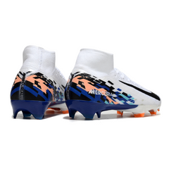 Chuteira Campo FG Nike Air Zoom Mercurial Superfly 10 Elite Branca Azul e Preta