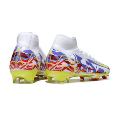 Chuteira Campo FG Nike Air Zoom Mercurial Superfly 10 Elite Branca, Roxa e Verde