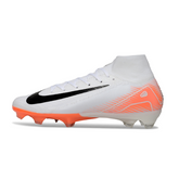 Chuteira Campo FG Nike Air Zoom Mercurial Superfly 10 Elite Branca e Laranja