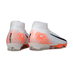 Chuteira Campo FG Nike Air Zoom Mercurial Superfly 10 Elite Branca e Laranja