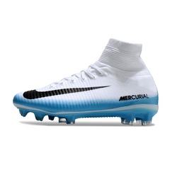 Chuteira Campo FG Nike Mercurial Superfly 5 Elite Branca e Azul-Clara