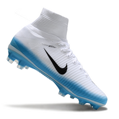 Chuteira Campo FG Nike Mercurial Superfly 5 Elite Branca e Azul-Clara