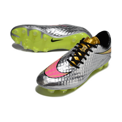 Chuteira Campo FG Nike Phantom Hypervenom Elite Cinza, Dourada e Rosa