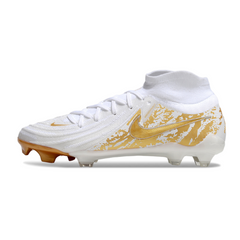 Chuteira Campo FG Nike Phantom Luna 2 Elite Branca e Dourada