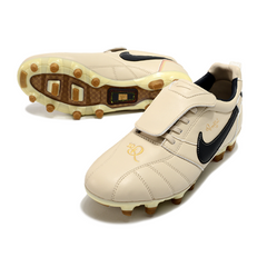 Chuteira Campo FG Nike Tiempo R10 Legend Elite Bege e Preta Com Língua