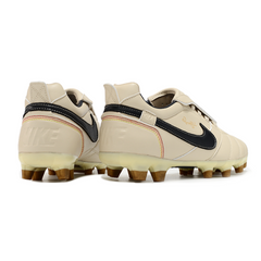 Chuteira Campo FG Nike Tiempo R10 Legend Elite Bege e Preta Com Língua