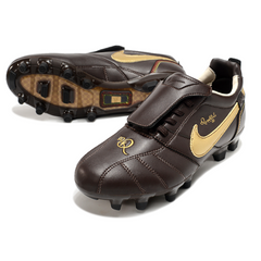 Chuteira Campo FG Nike Tiempo R10 Legend Elite Marrom e Dourada Com Língua