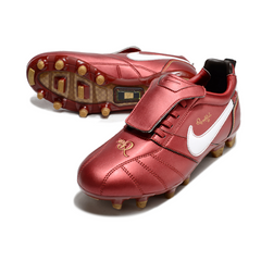 Chuteira Campo FG Nike Tiempo R10 Com Língua Legend Elite Vermelha e Branca