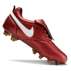 Chuteira Campo FG Nike Tiempo R10 Com Língua Legend Elite Vermelha e Branca
