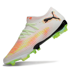Chuteira Campo FG Puma Future 8 Low Cut Branca Laranja e Verde