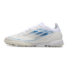 Chuteira Society TF Adidas F50 Elite Branca e Azul