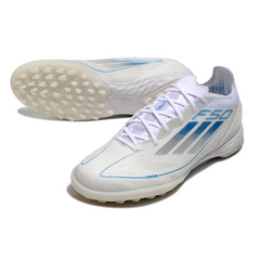 Chuteira Society TF Adidas F50 Elite Branca e Azul