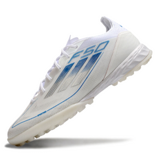 Chuteira Society TF Adidas F50 Elite Branca e Azul