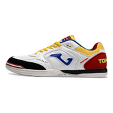 Chuteira Futsal IC Joma Top Flex 24 Branca, Vermelha e Amarela