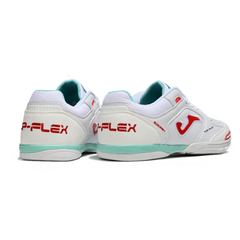 Chuteira Futsal IC Joma Top Flex 24 Branca Vermelha e Azul-Clara