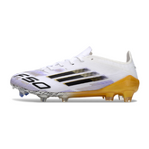 Chuteira Campo FG Adidas F50 Elite Branca, Preta e Dourada Infantil