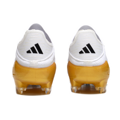 Chuteira Campo FG Adidas F50 Elite Sem Cadarço Branca, Preta e Dourada Infantil