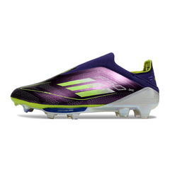 Chuteira Campo FG Adidas F50+ Elite Sem Cadarço Preta e Laranja Infantil