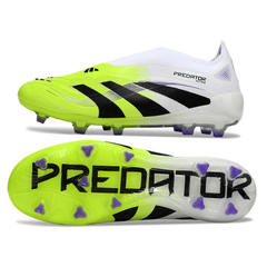 Chuteira Campo FG Adidas Predator 25 Elite Sem Cadarço Branca e Verde Infantil