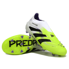 Chuteira Campo FG Adidas Predator 25 Elite Sem Cadarço Branca e Verde Infantil
