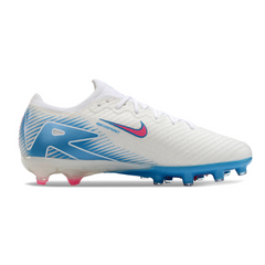 Chuteira Campo Sintético AG Nike Air Zoom Mercurial Vapor 16 Elite Infantil Branca, Azul e Rosa