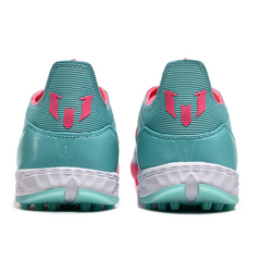 Chuteira Society TF Adidas F50 Elite Infantil Azul-Clara e Rosa
