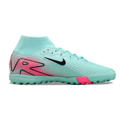 Chuteira Society TF Nike Zoom Mercurial Superfly 10 Elite Infantil Azul-Clara e Rosa