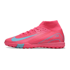 Chuteira Society TF Nike Zoom Mercurial Superfly 10 Elite Rosa e Azul Infantil