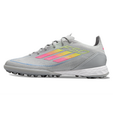 Chuteira Society TF Adidas F50 Elite Cinza, Rosa e Amarela