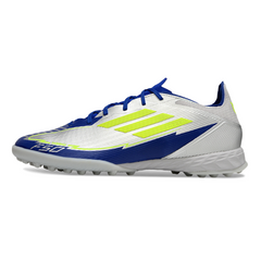 Chuteira Society TF Adidas F50 Elite Prateada e Azul
