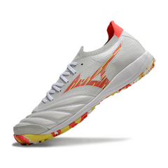 Chuteira Society TF Mizuno Neo Sala Branca, Laranja e Amarela