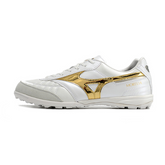 Chuteira Society Mizuno Morelia Sala TF Branca e Dourada - VENI Futebol