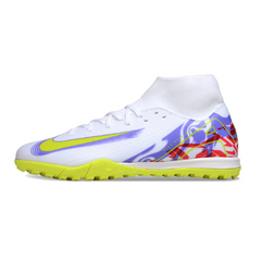 Chuteira Society TF Nike Zoom Mercurial Superfly 10 Academy Branca e Roxa