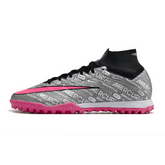 Chuteira Society TF Nike Zoom Mercurial Superfly 9 Elite Cinza e Rosa