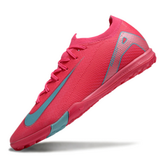 Chuteira Society TF Nike Zoom Mercurial Vapor 16 Elite Rosa e Azul-Clara