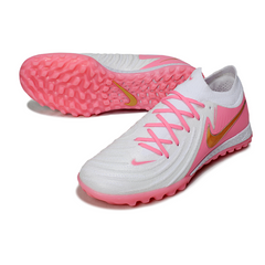 Chuteira Society TF Nike Phantom GX2 Elite Branca e Rosa