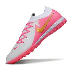 Chuteira Society TF Nike Phantom GX2 Elite Branca e Rosa