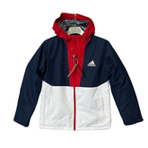 Jaqueta Corta-Vento Adidas Branca, Azul e Vermelha