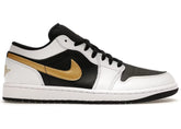 Tênis Casual Air Jordan 1 Low White Black Metallic Gold