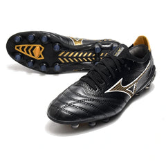Chuteira Campo FG Mizuno Morelia Neo III Elite Preta e Dourada