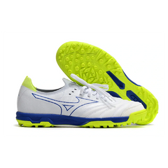 Chuteira Society TF Mizuno Neo Sala Branca Amarela e Azul