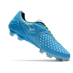 Chuteira Campo FG Mizuno Wave Ignitus 4 Branca e Azul