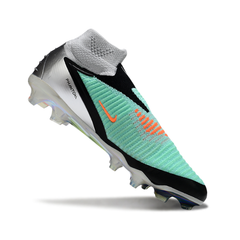 Chuteira Campo FG Nike Phantom 6 DF Elite Prateada, Preta e Verde Infantil