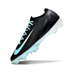 Chuteira Campo FG Nike Air Zoom Mercurial Vapor 16 Elite Preta, Branca e Azul-Clara Infantil
