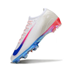 Chuteira Campo FG Nike Air Zoom Mercurial Vapor 16 Elite Branca, Azul e Laranja Infantil