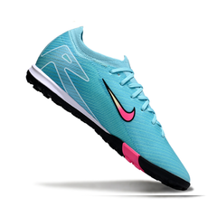 Chuteira Society TF Nike Zoom Mercurial Vapor 16 Elite Azul-Clara e Rosa