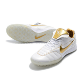 Chuteira Society TF Nike Tiempo 7 R10 Elite Branca e Dourada