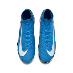 Chuteira Society TF Nike Zoom Mercurial Superfly 10 Elite Azul e Branca Turf Infantil