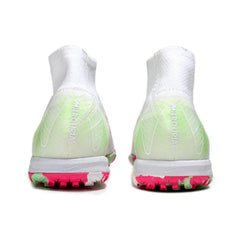 Chuteira Society TF Nike Zoom Mercurial Superfly 10 Elite Infantil Branca, Rosa e Verde